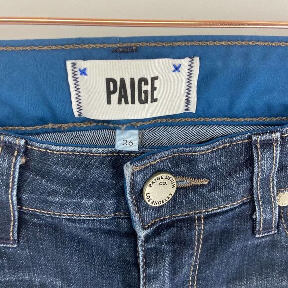 Paige Skyline Skinny Dark Wash Midrise Jean Pants Womens 26 - Picture 2 of 5